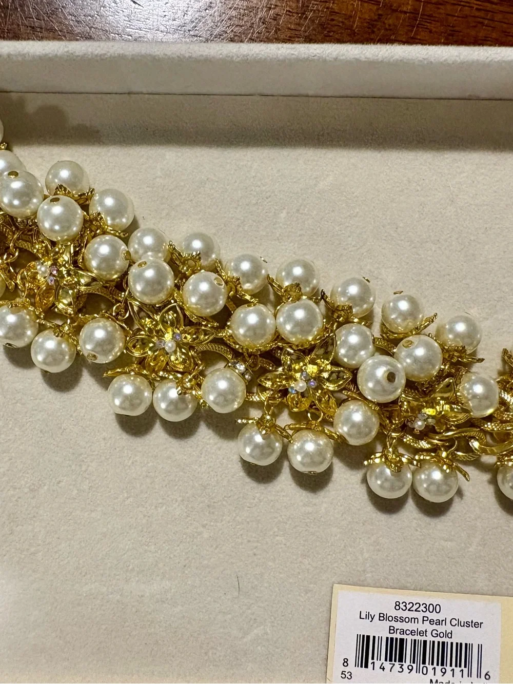 Julia Knight Lily Blossom Pearl Cluster Bracelet – Gold – NWT